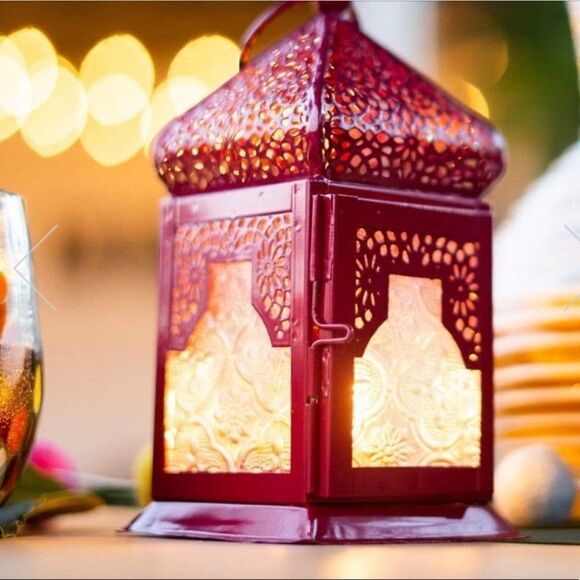 GlobeIn Small Hanging Lantern - Maroon - Picture 2 of 14